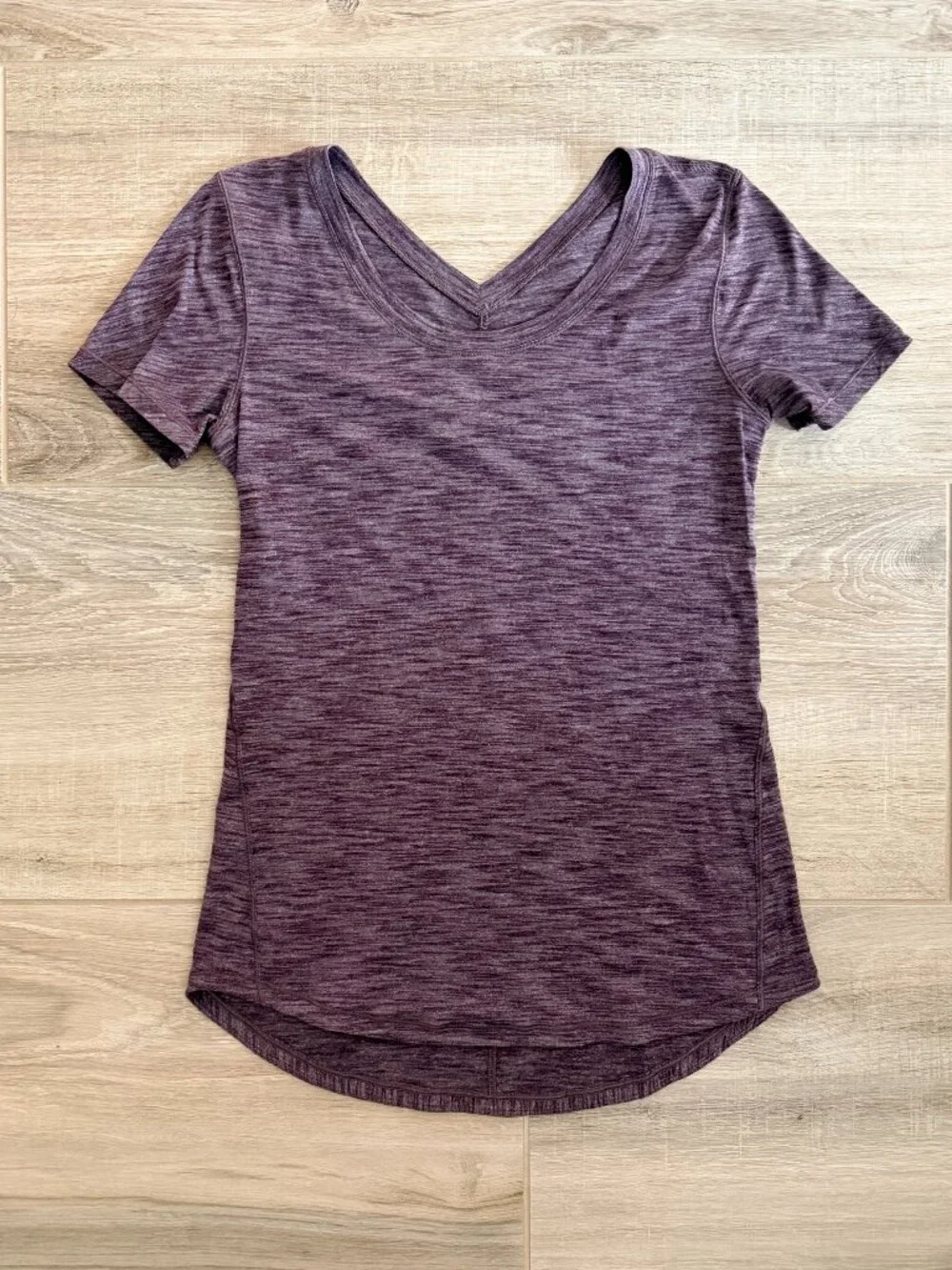 Lululemon Intensi-Tee Heathered Purple Short Sleeve Ruched Top Sz 6